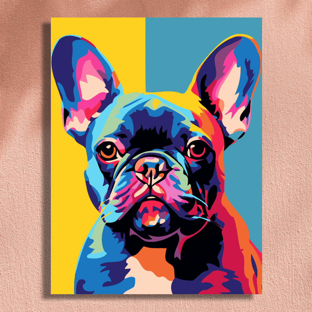 Colorful French Bulldog Easy Paint by Numbers Kit for Adults Free