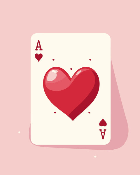 Minimalist digital painting of an ace of hearts playing card