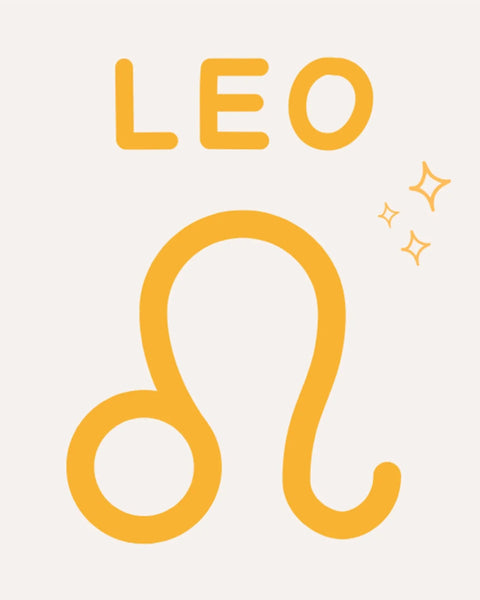 Minimalist painting of Leo zodiac sign with glowing sparkles