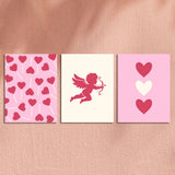 Valentine's Day themed artwork with hearts cupid and love symbols