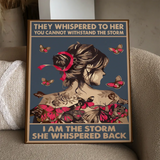 Painting of a strong woman with butterflies and empowering quote