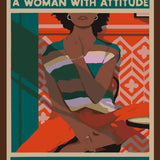 Stylized portrait of a confident woman with empowering text