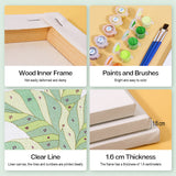 Material details of the Plant Parenthood Paint by Numbers Kit by Artspark, showing canvas thickness and vibrant paint selection.