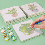 Close-up of painting process from the Plant Parenthood Paint by Numbers Kit by Artspark, detailing brush strokes on 6x6 inches (15x15 cm) canvas.