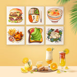 Complete display of the Flavors Around paint by numbers set featuring all six food-themed canvases with refreshing drinks.
