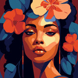 Vibrant portrait of a woman with flowers in her hair