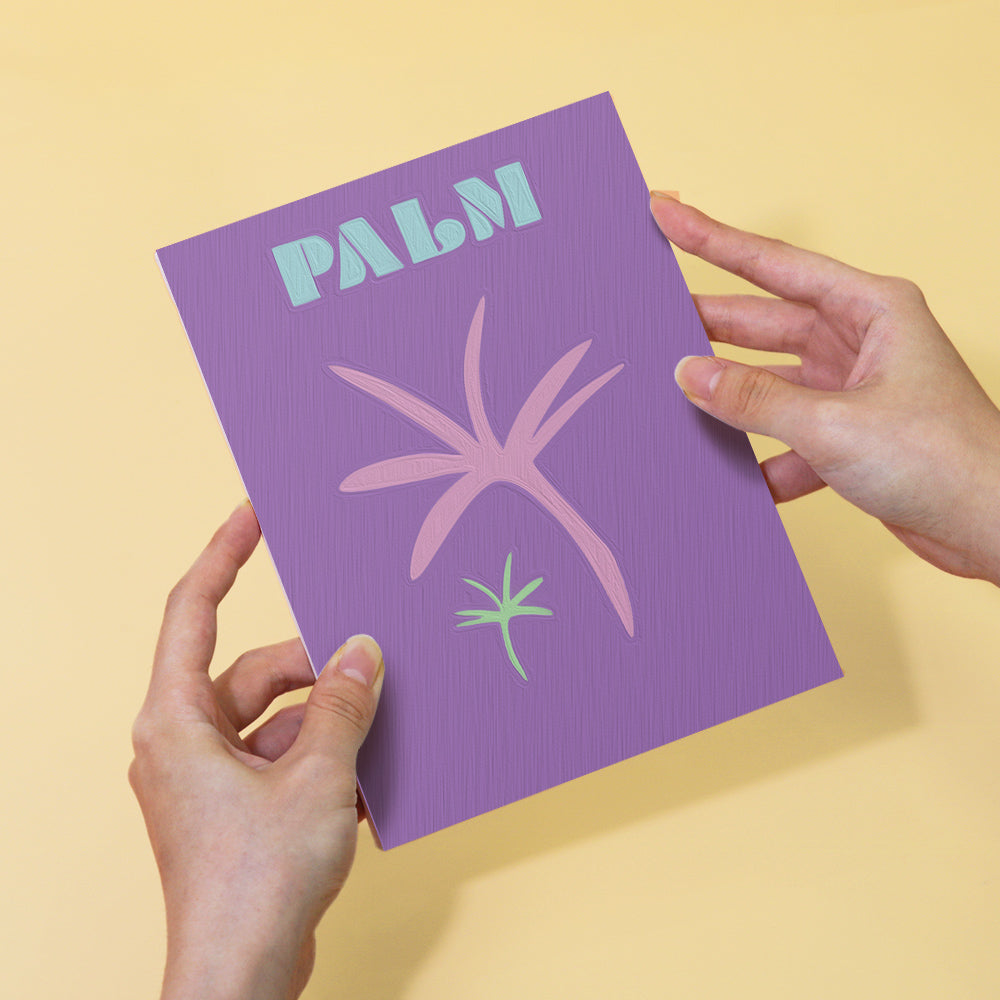 Coastal Dreams Paint by Numbers Kit by Artspark showing the finished Palm canvas held by hands, featuring tropical leaf design.
