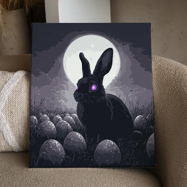 Dark Hare painting displayed in a modern gothic-inspired interior, enhancing the space with its mystical and moody aesthetic.
