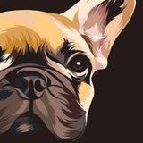Close-up painting of a French Bulldog face with expressive eyes