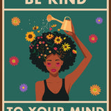 Woman watering flowers in her hair with 