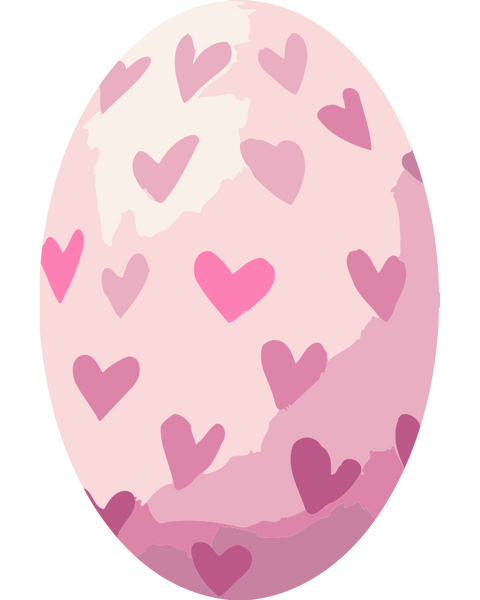Love Egg Paint by Numbers Kit featuring a pink Easter egg decorated with hearts in soft pastel tones.
