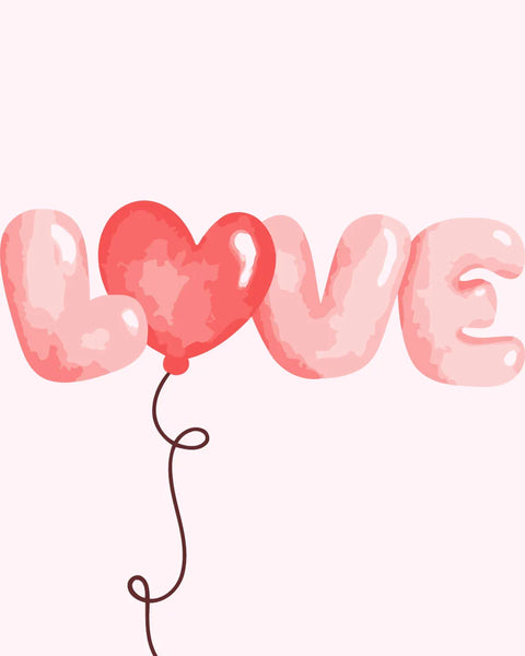 Love balloon typography with a heart-shaped balloon design