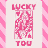 Pink queen of hearts playing card with 