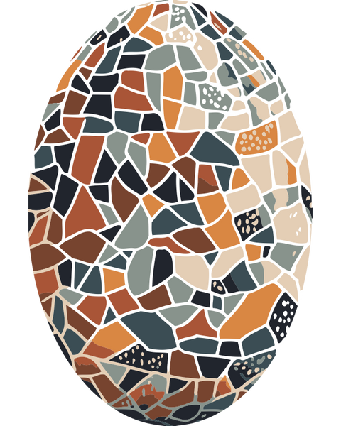 Mosaic Egg Paint by Numbers Kit with abstract tile pattern in earthy tones.