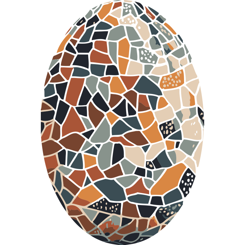 Mosaic Egg Paint by Numbers Kit with abstract tile pattern in earthy tones.