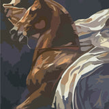 Abstract painting of a galloping horse with flowing mane