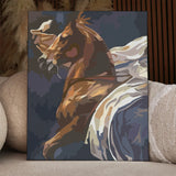 Abstract painting of a galloping horse with flowing mane