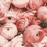 Close-up painting of pink and white blooming roses