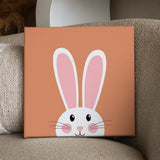Minimalist cute white bunny face with pink ears and whiskers