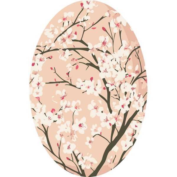 Spring Petal Paint by Numbers Kit with sakura cherry blossoms on a soft blush egg-shaped background.
