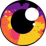 Painting of a colorful abstract eye with vibrant splashes of color