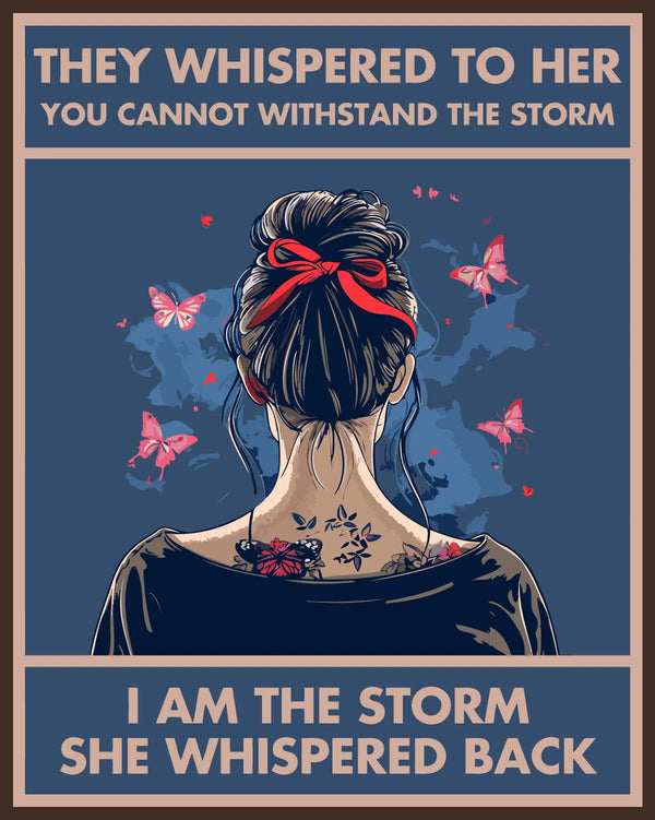 Empowering artwork of a woman with tattoos and inspirational quote