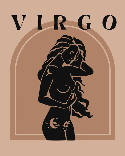 Virgo zodiac-themed minimalist painting of a celestial feminine figure