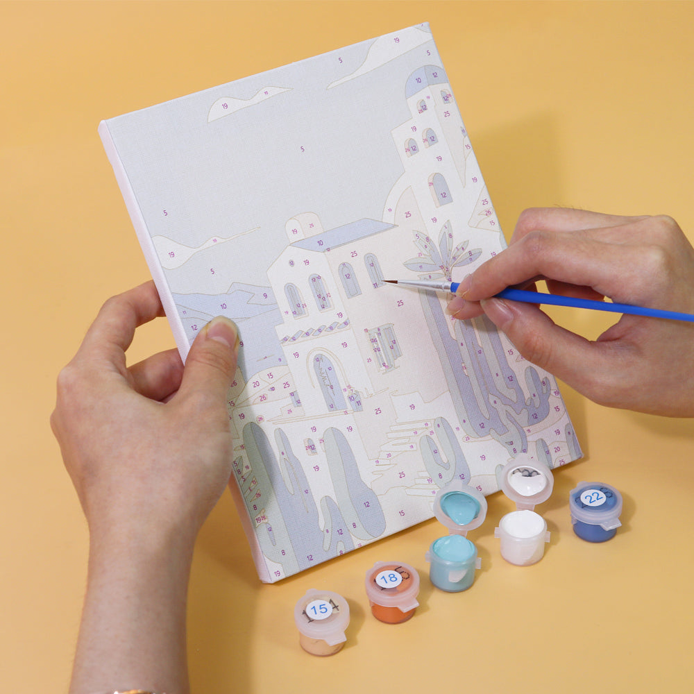 Detailed view of the Wanderlust Wonders paint by numbers set showcasing vibrant colors and clear lines.
