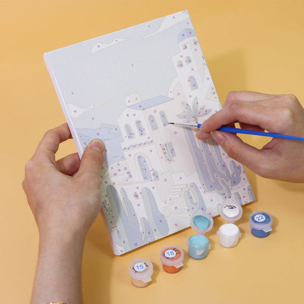 Detailed view of the Wanderlust Wonders paint by numbers set showcasing vibrant colors and clear lines.