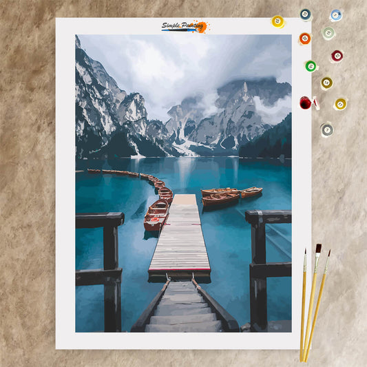 Rock Mountain and Beach with Sunset Paint By Numbers Kit — Lil Paint Shop