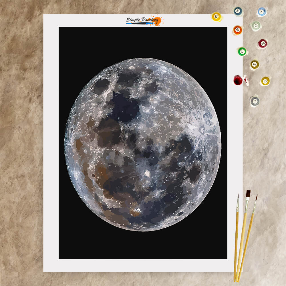 Moon Phase Paint by Number for Adults, Easy Adult Paint by Numbers Kits on  Canva
