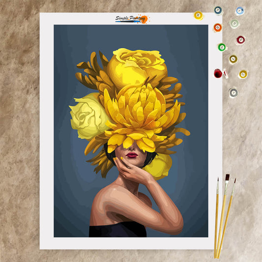Paint By Numbers  Lady Head Flower 19 – Custom Paint By Numbers